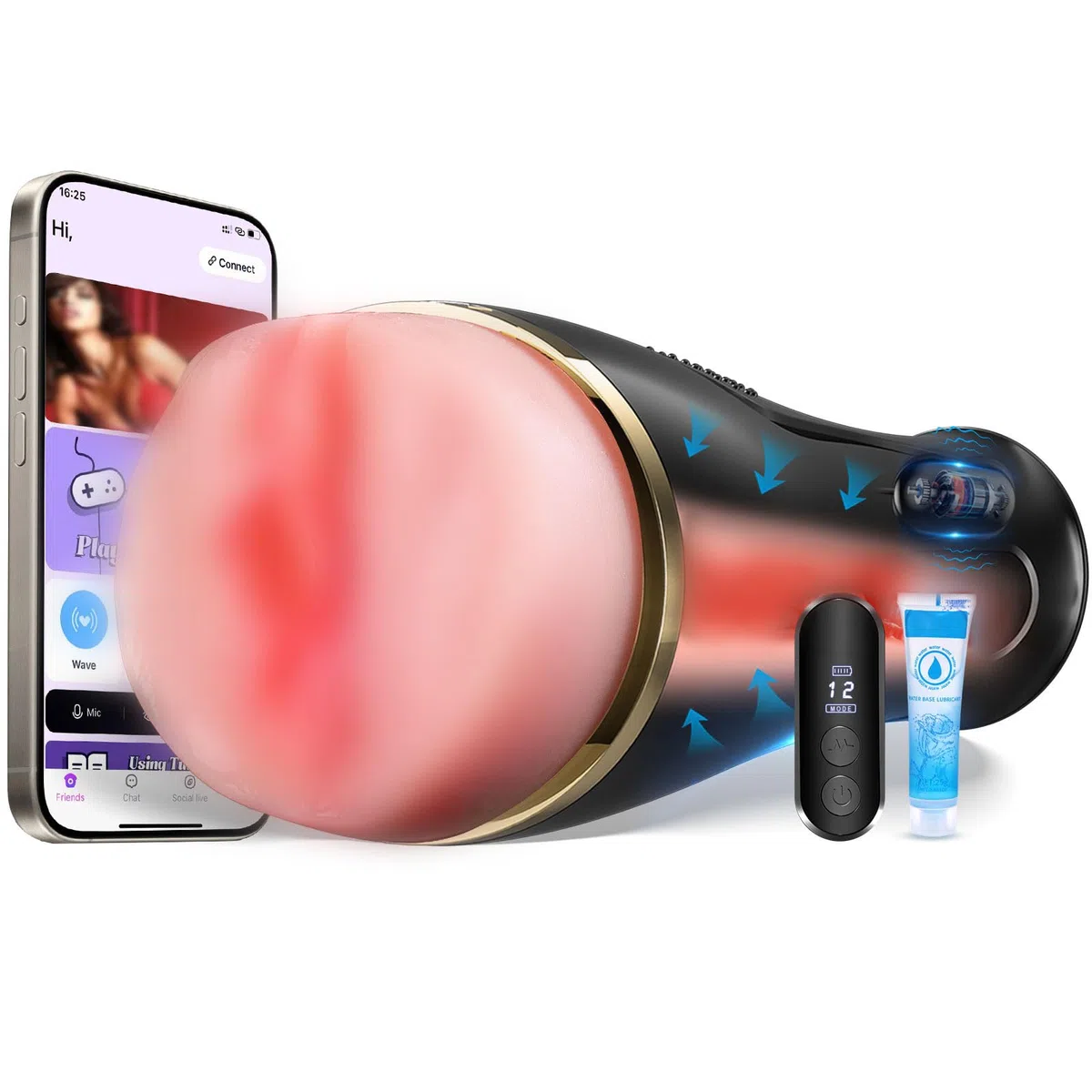 Masturbtore per Uomini Automatico Sex Toys Uomo-7.5' Profondità Inseribile Masturbtore Realistici 3d Con Controllo App, Masturbatore Uomo Con 12 Modalità di Vibrazioni Stimolazione