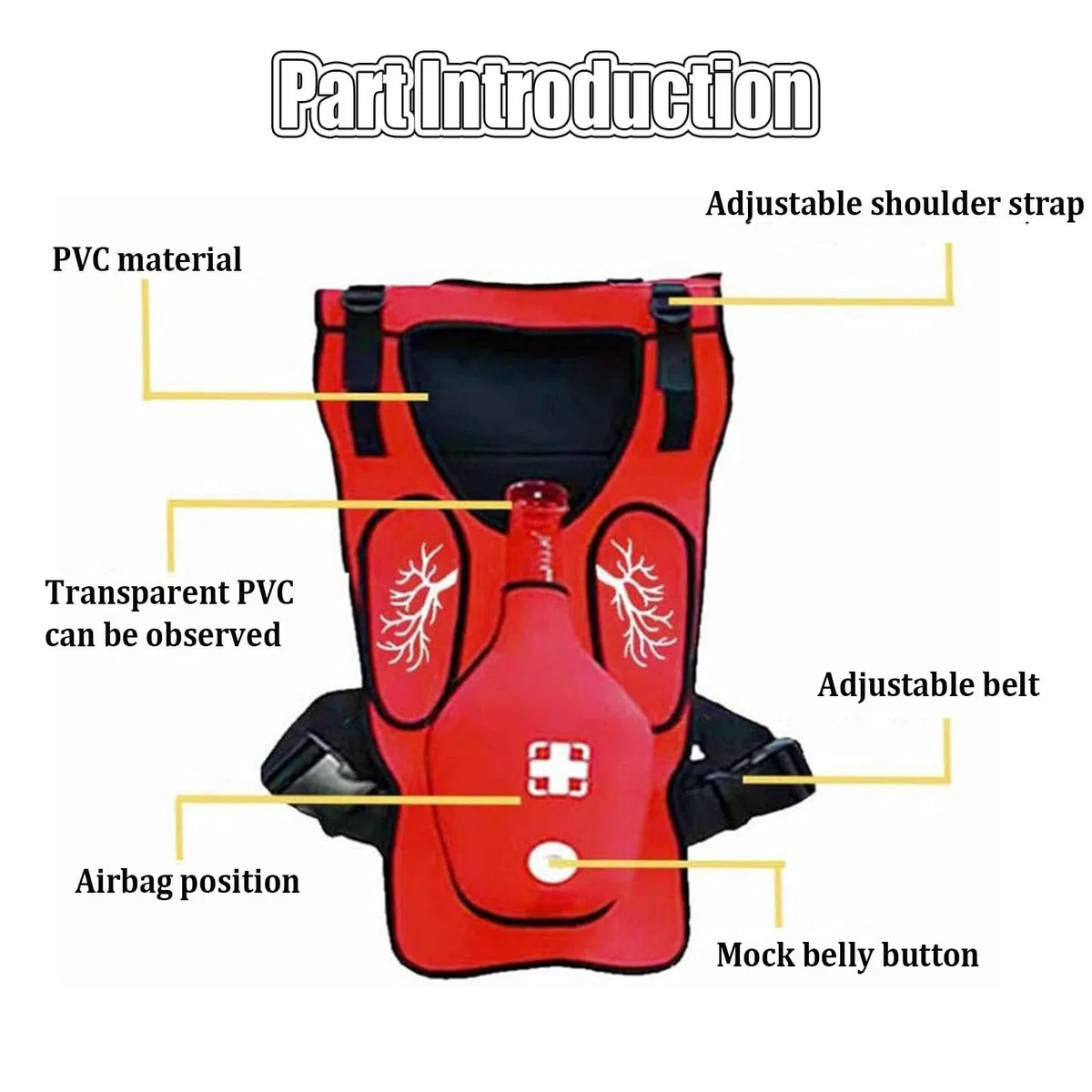 Heimlich - Modello di allenamento per allenamento, anti soffocamento, con schiaffo sulla schiena, modello di primo soccorso, per soffocamento e soffocamento, per adulti e bambini, rosso