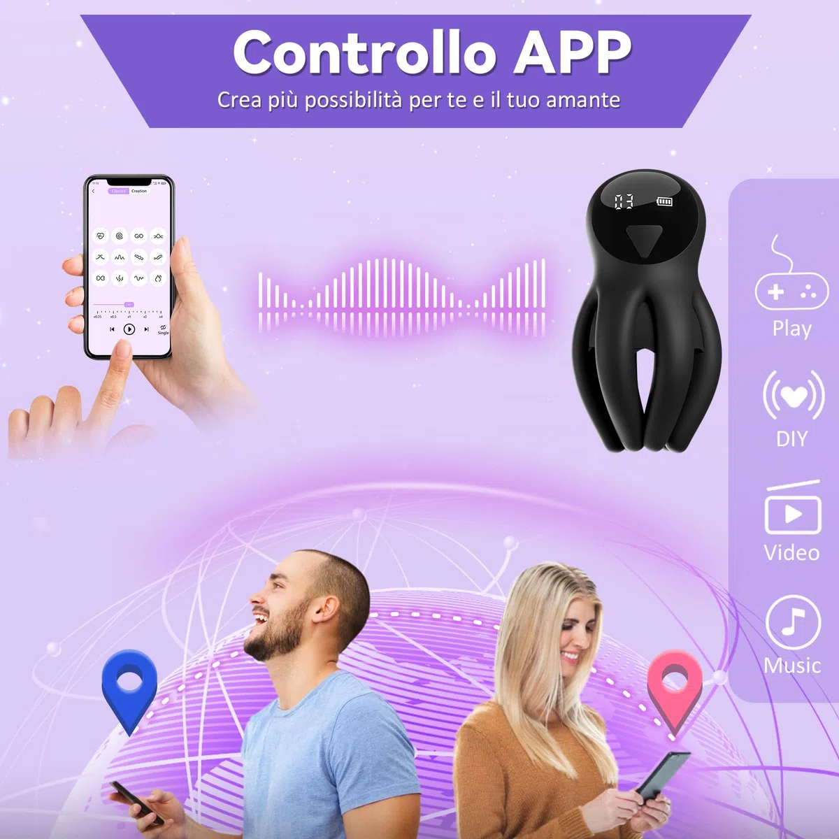 Masturbatore uomo Vibratore per Pene - Giocattolo sessuale maschile con 10 MODALITÀ di vibrazione per la stimolazione del pene Prolunga la resistenza, app controllo giocattoli PER uomo masturbatore