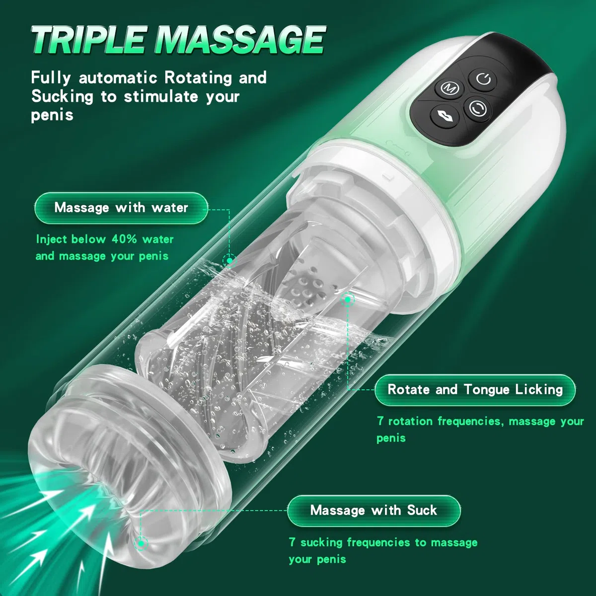 Automatic Male Masturbator with Tongue Licking, 7 Rotating and Sucking Fully Waterproof Masturbation Cup,Men's Pocket Pussy Hands Free Stroking Toy, Play it Underwater,Male Sex Toys Blowjob Adult Toy