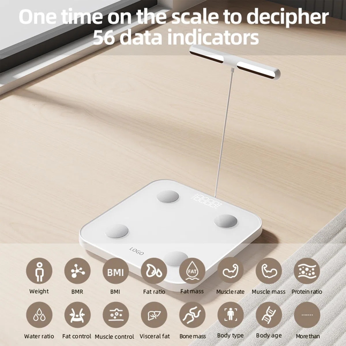 Bilancia Intelligente Bagno Con Display LED, Analisi Corpo Completo, Misurazione Massa Muscolare, BMI BMR, Monitor Composizione Corporea, Ricaricabile USB