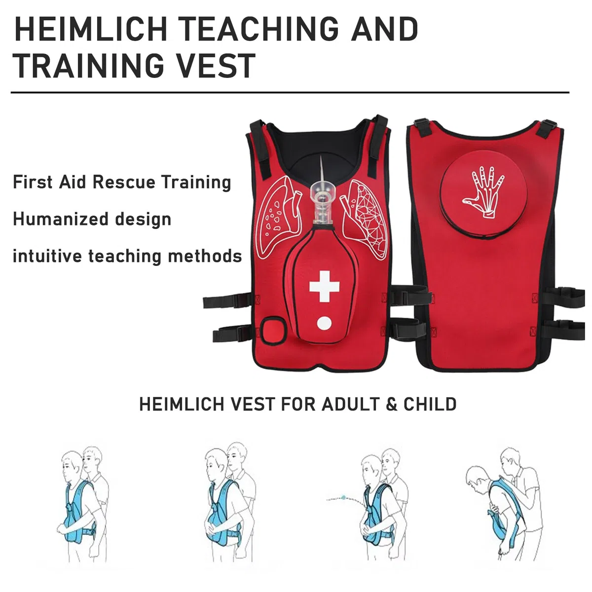 Gilet da Allenamento Anti-Soffocamento, Addestramento di Primo Soccorso Cpr, Istruttore di Soffocamento, per Insegnamento di Primo Soccorso per Infermieri e Studenti Pratica,Adults-C