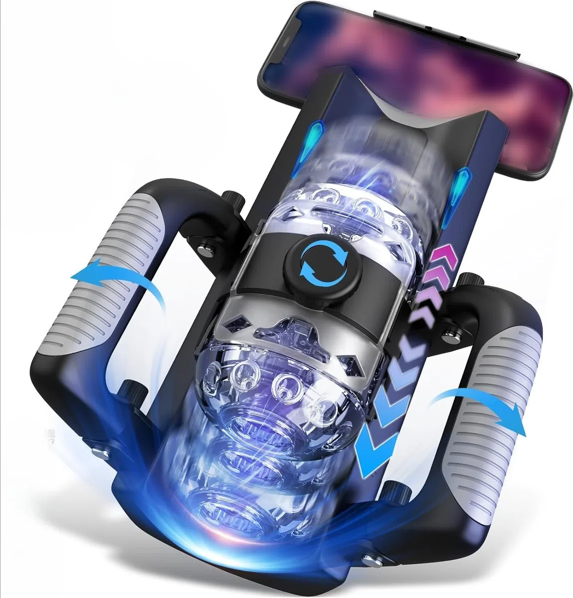 Giocattoli erotici per gli uomini: masturbatore automatico con supporto per cellulare e manico pieghevole, con una profondità di penetrazione di 12 centimetri. Masturbatore maschile a forma di.