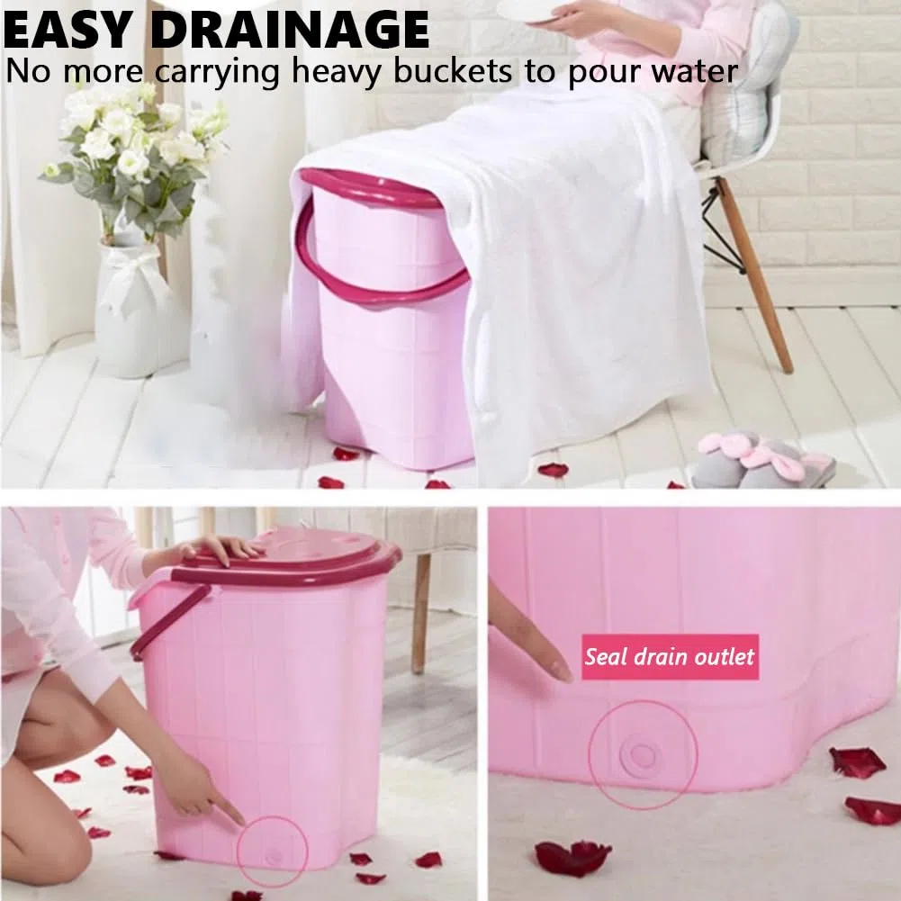 Secchio per pediluvio ad Immersione Profonda rialzato, Vasca da Bagno per Piedi Multifunzionale con Maniglia, lavabo per pediluvio in plastica Spa, Isolamento di Lunga Durata e Vasca per