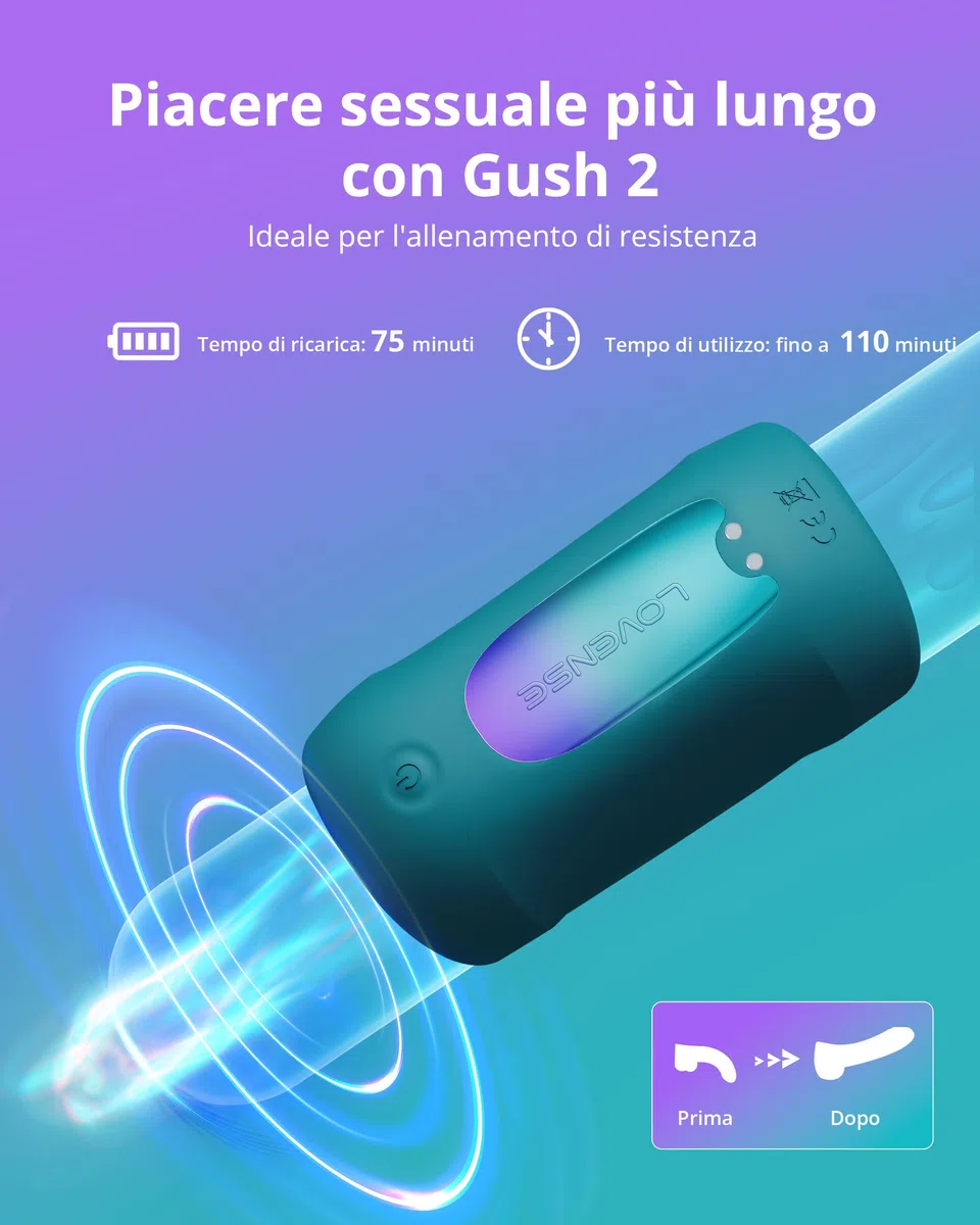 LOVENSE Gush 2 Masturbatore Automatico Maschile, Vibratore Maschile del Pene e Oscillazione, App Giocattoli Sessuali Telecomandati per Uomini, Fibbie Flessibili Regolabili per Uomini