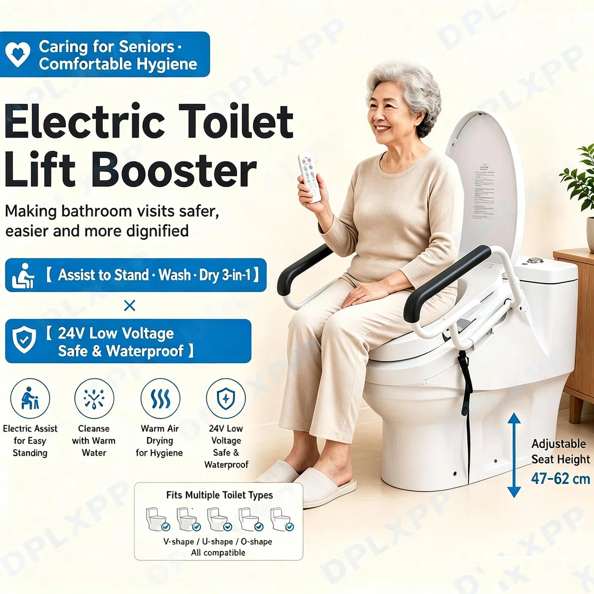 Sollevatore Elettrico per WC con Seduta Divisa A 180°