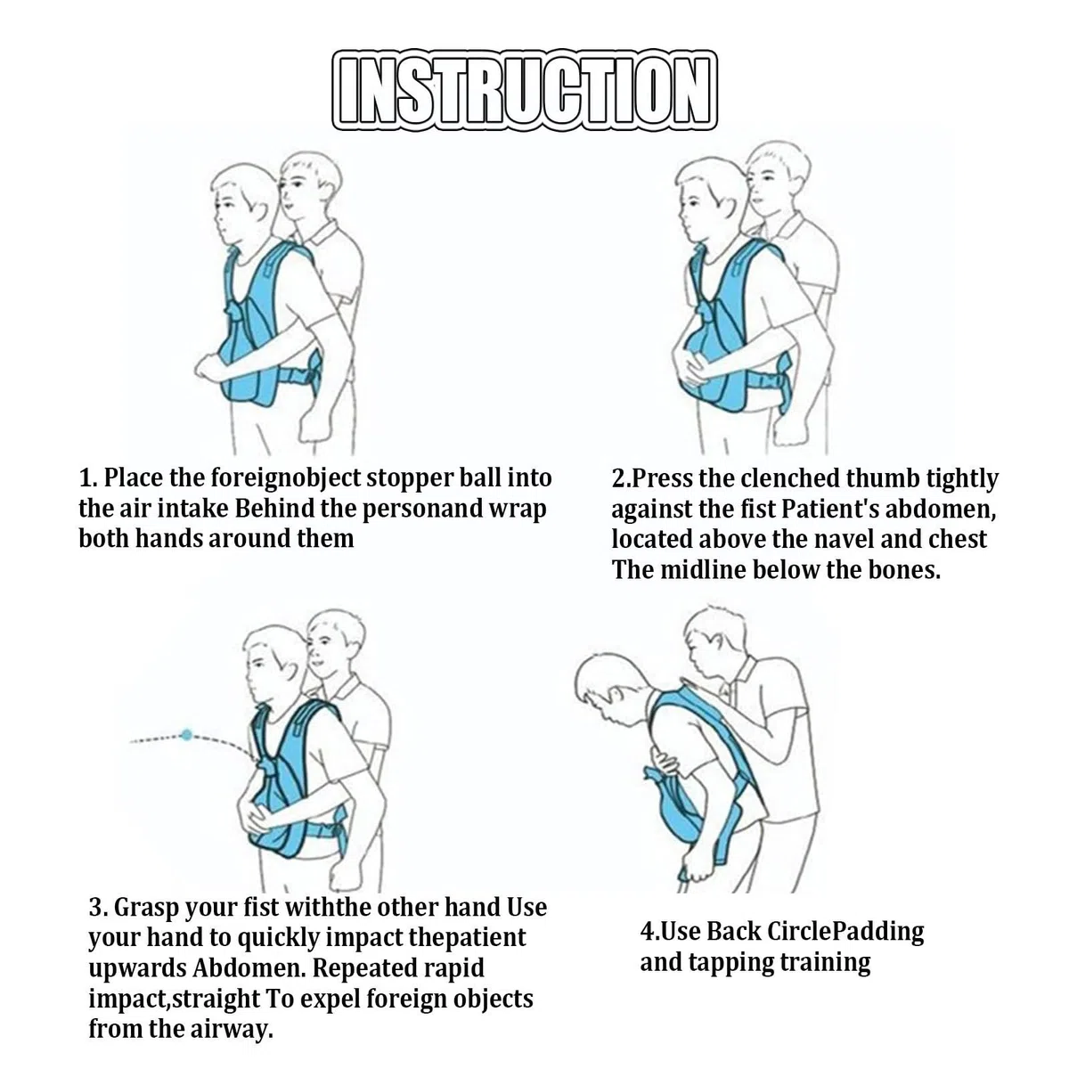 Heimlich - Modello di allenamento per allenamento, anti soffocamento, con schiaffo sulla schiena, modello di primo soccorso, per soffocamento e soffocamento, per adulti e bambini, rosso