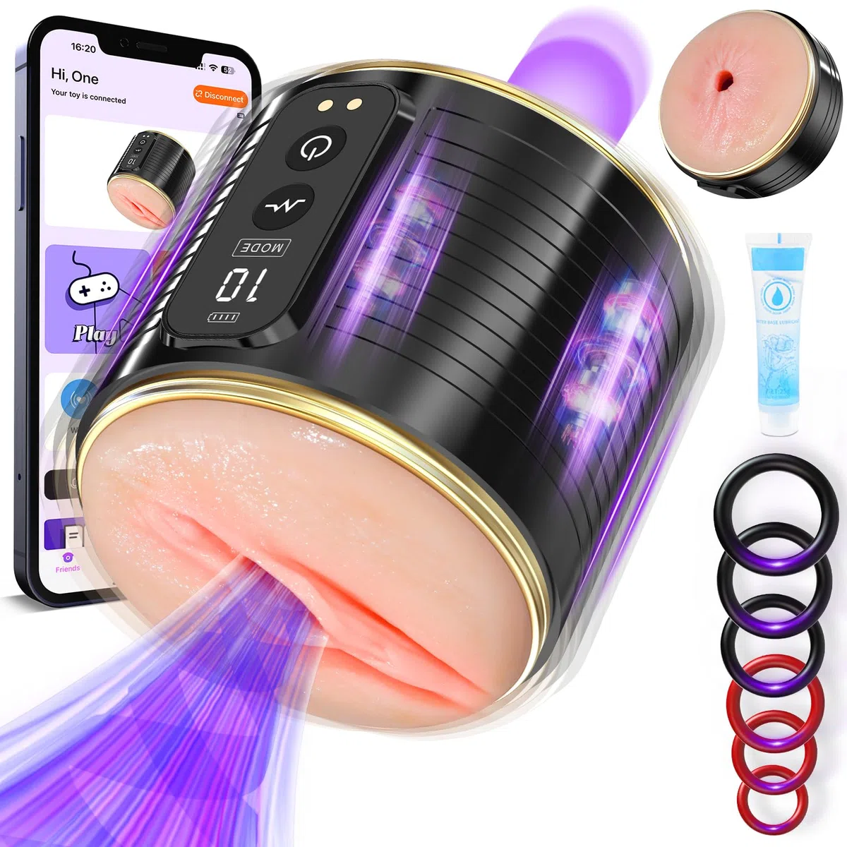 Masturbtore per Uomini Sex Toys - Masturvatore per Uomo Automatico LED Con 10 Modalità Potenti Masturbatore,Masturbatore con Vagina Finta Realistica Masturbtore per Pene Sexytoy