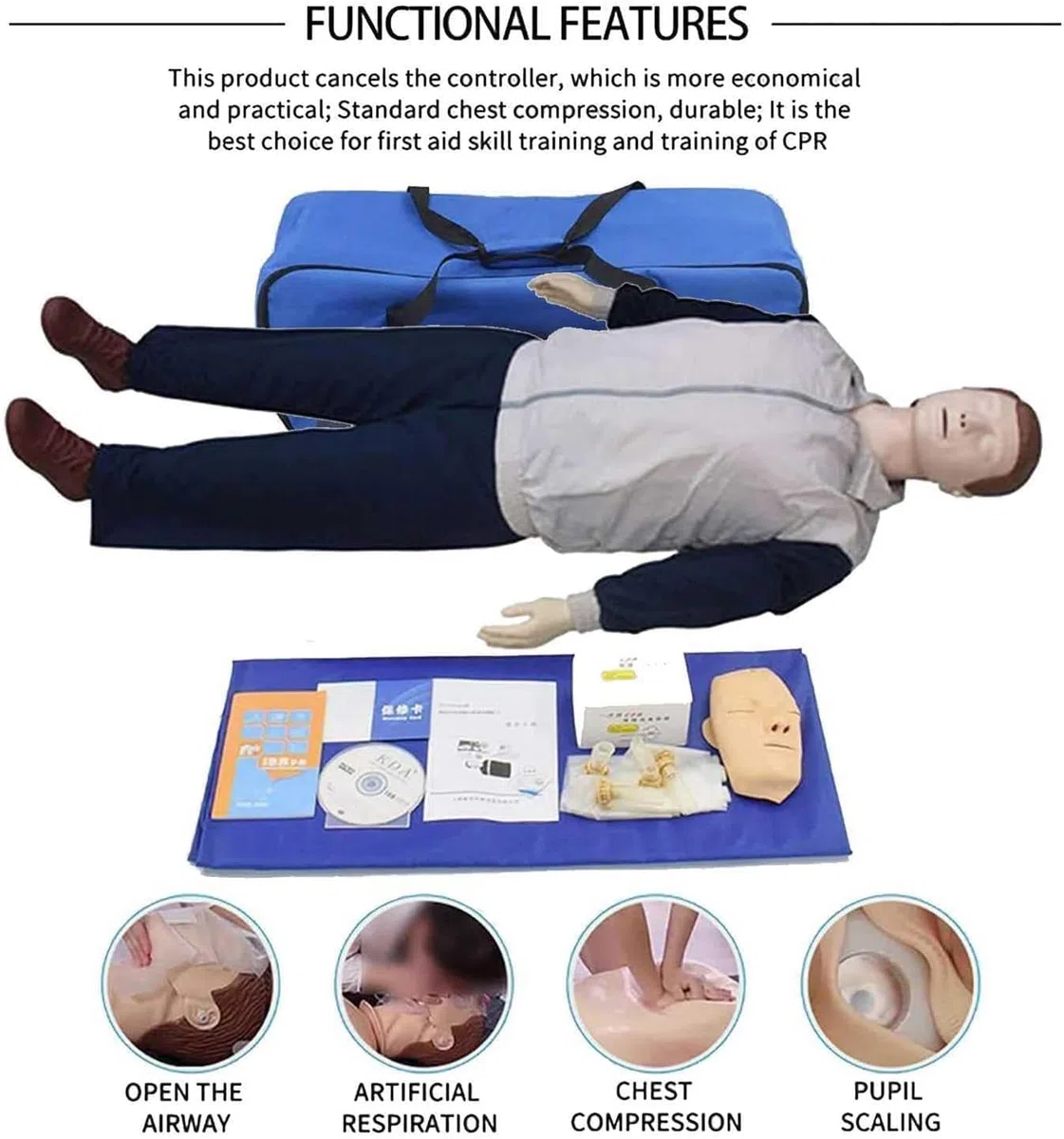 Manichino per addestramento CPR – Manichino completo per adulti CPR per addestramento di primo soccorso e insegnamento medico