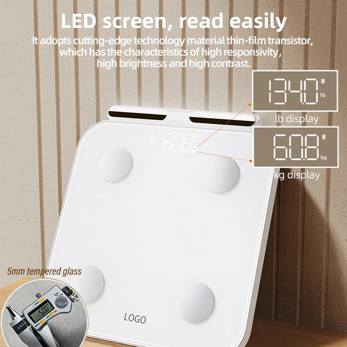 Bilancia Intelligente Bagno Con Display LED, Analisi Corpo Completo, Misurazione Massa Muscolare, BMI BMR, Monitor Composizione Corporea, Ricaricabile USB