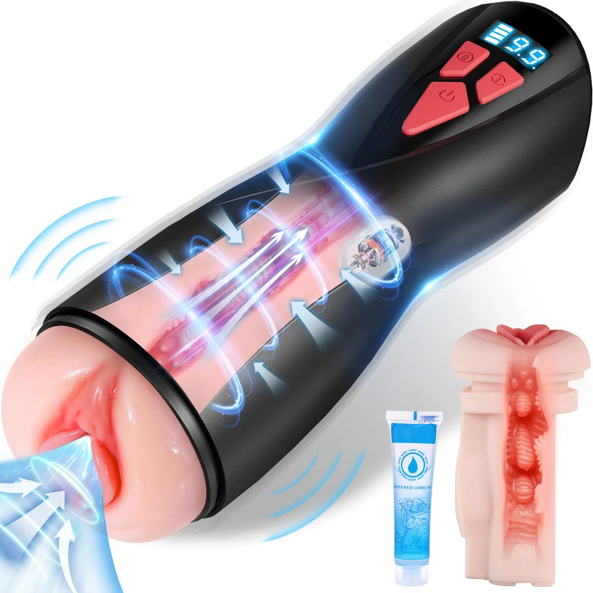 Masturbtore per Uomini Sex Toys Uomo - Masturvatore Elettrico LED, 9 Potenti Modalità di Suzione e Vibrazione Sexy Toys, Masturbatori Maschili con Manico,Masturbtore per Pene Sexytoysys Uomo