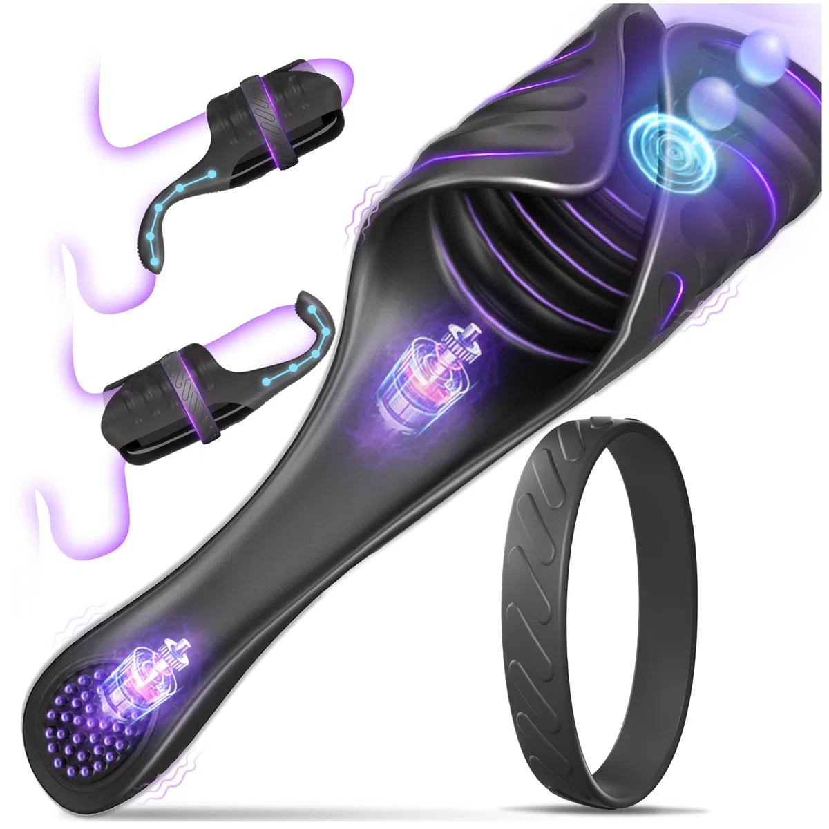 Masturbatore Uomo Automatico con Vibrazione a Impulsi e Vibratore per Testicoli Regolabile, Sex Toys Uomo a Mani Libere, Vibratore con Anello Vibrante per Pene per Lei e Lui, Toys Sessuali per Uomini