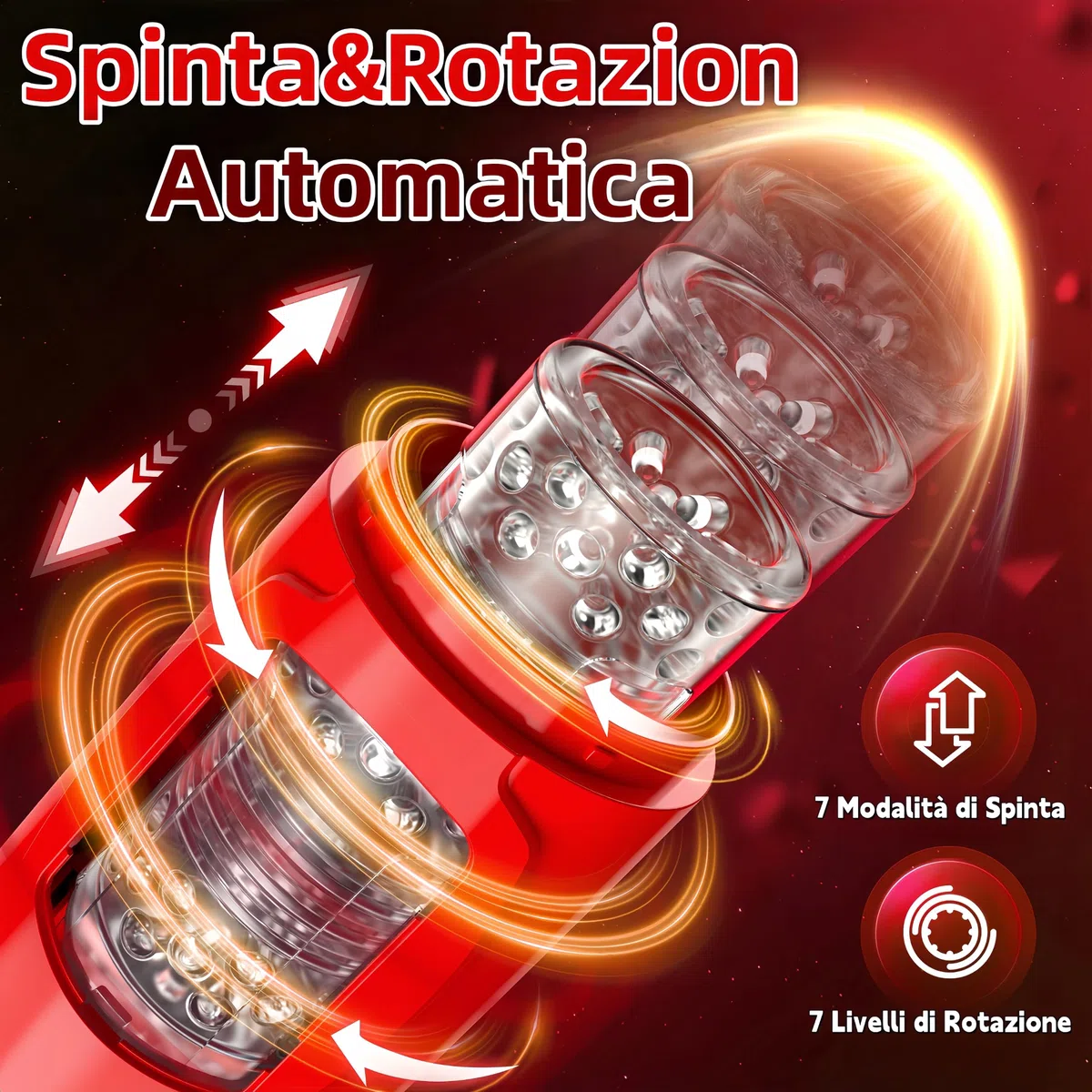 Masturbatore automatico silenzioso, giocattolo realistico, 7 modalità di movimento alternato e rotazione, controllo tramite app,