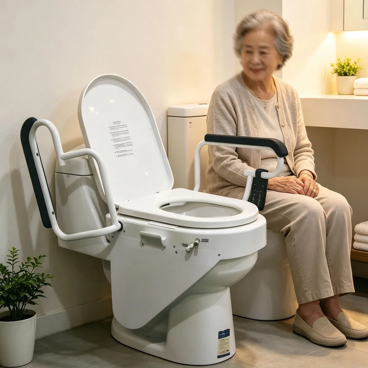 Sollevatore elettrico di assistenza per WC, dispositivo di sollevamento
