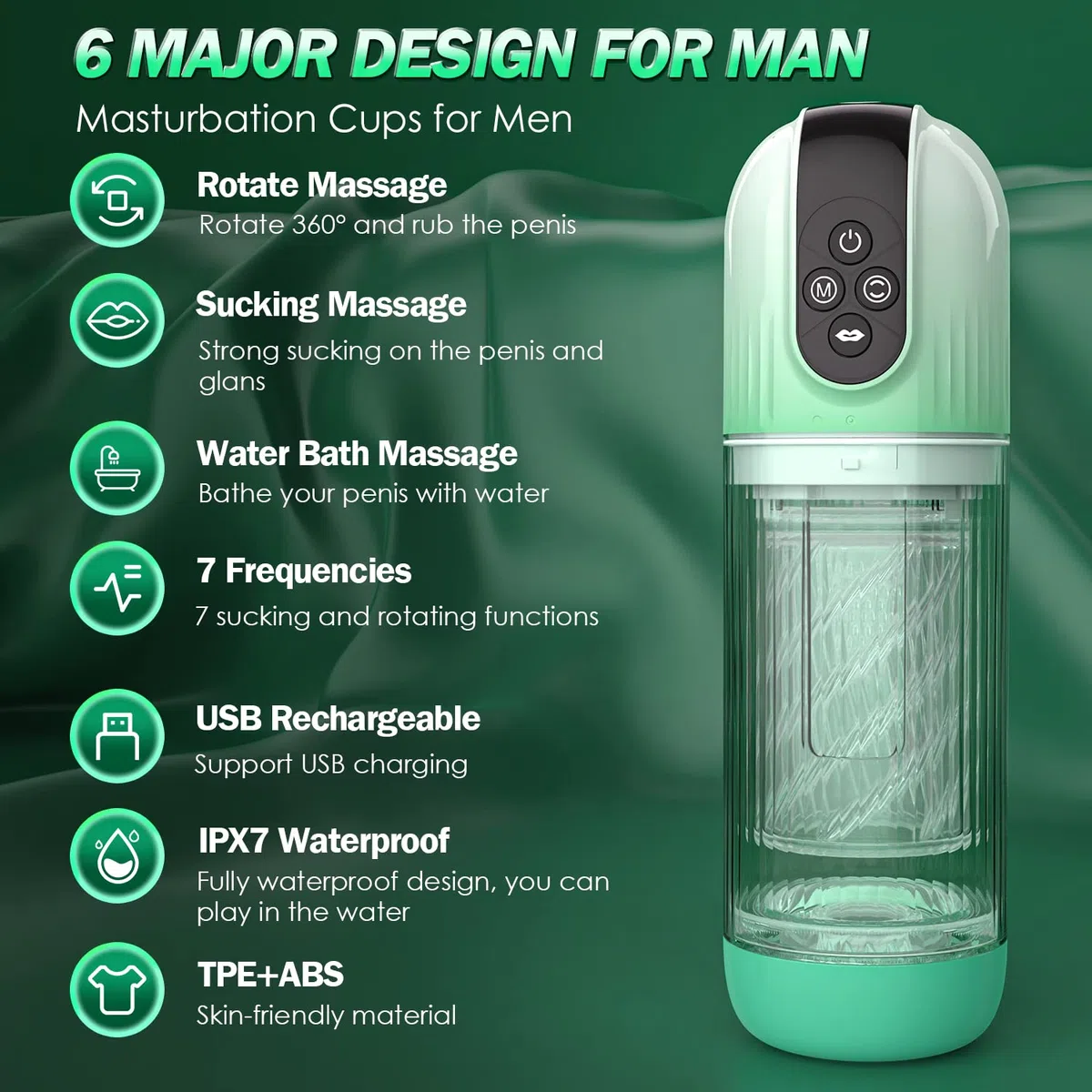 Automatic Male Masturbator with Tongue Licking, 7 Rotating and Sucking Fully Waterproof Masturbation Cup,Men's Pocket Pussy Hands Free Stroking Toy, Play it Underwater,Male Sex Toys Blowjob Adult Toy