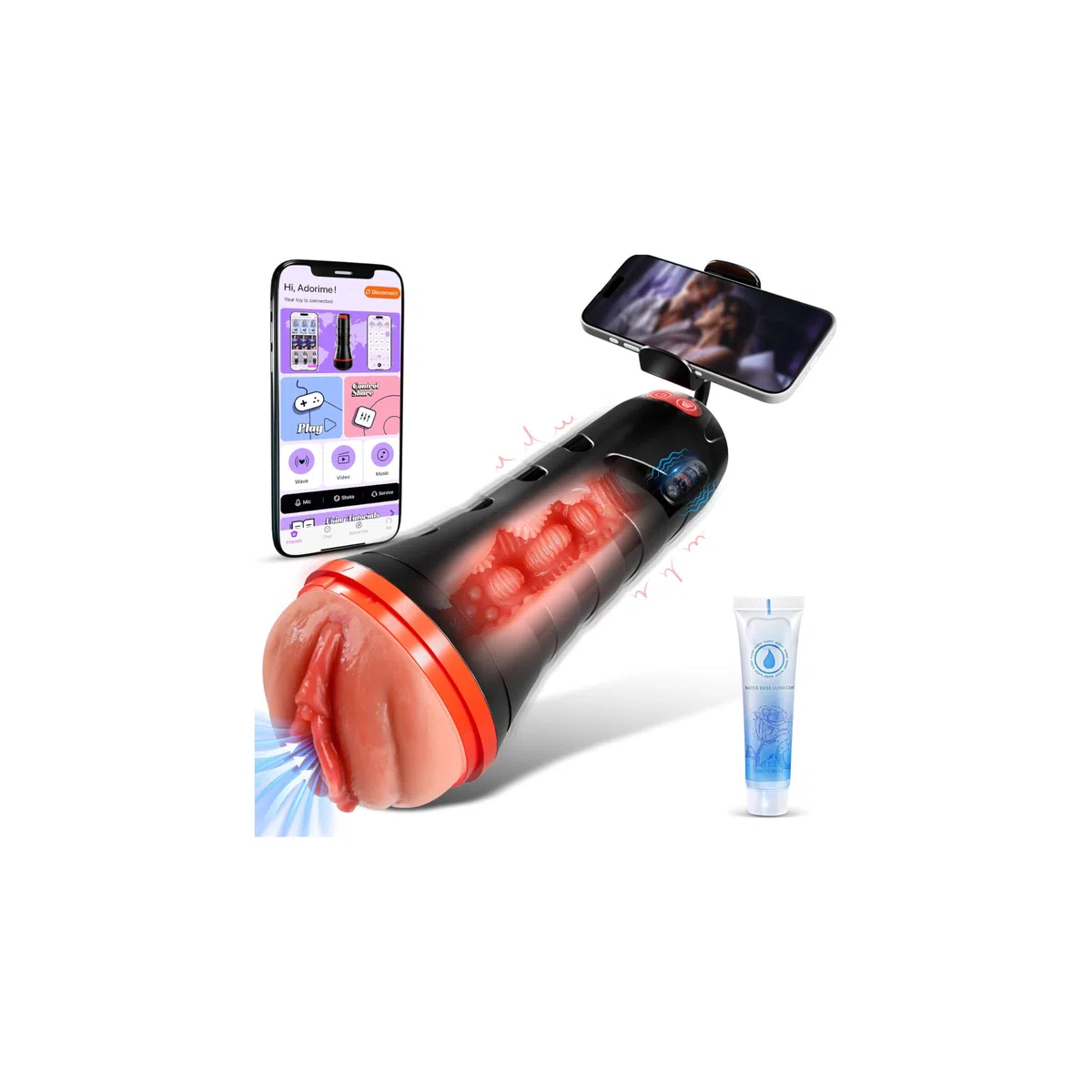 Masturvatore per Uomo Realista Sex Toys Uomini - Masturbatore per Pene Automatico con Suzione e Vibrazione Vagina Finta Vibratore per Uomo con Supporto per Telefono APP Pocket Pussy Sexytoysys Coppia