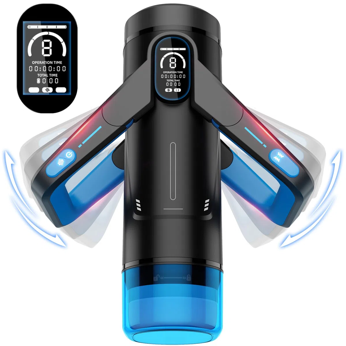 Masturbtore per Uomini Automatico Sex Toys, 9 Modalità Di Spinta e 9 di Vibrazione Sex Machine, Design Della Maniglia Ad Ala Con Display LCD, Uomini Vibratore Masturbatore(Blue)