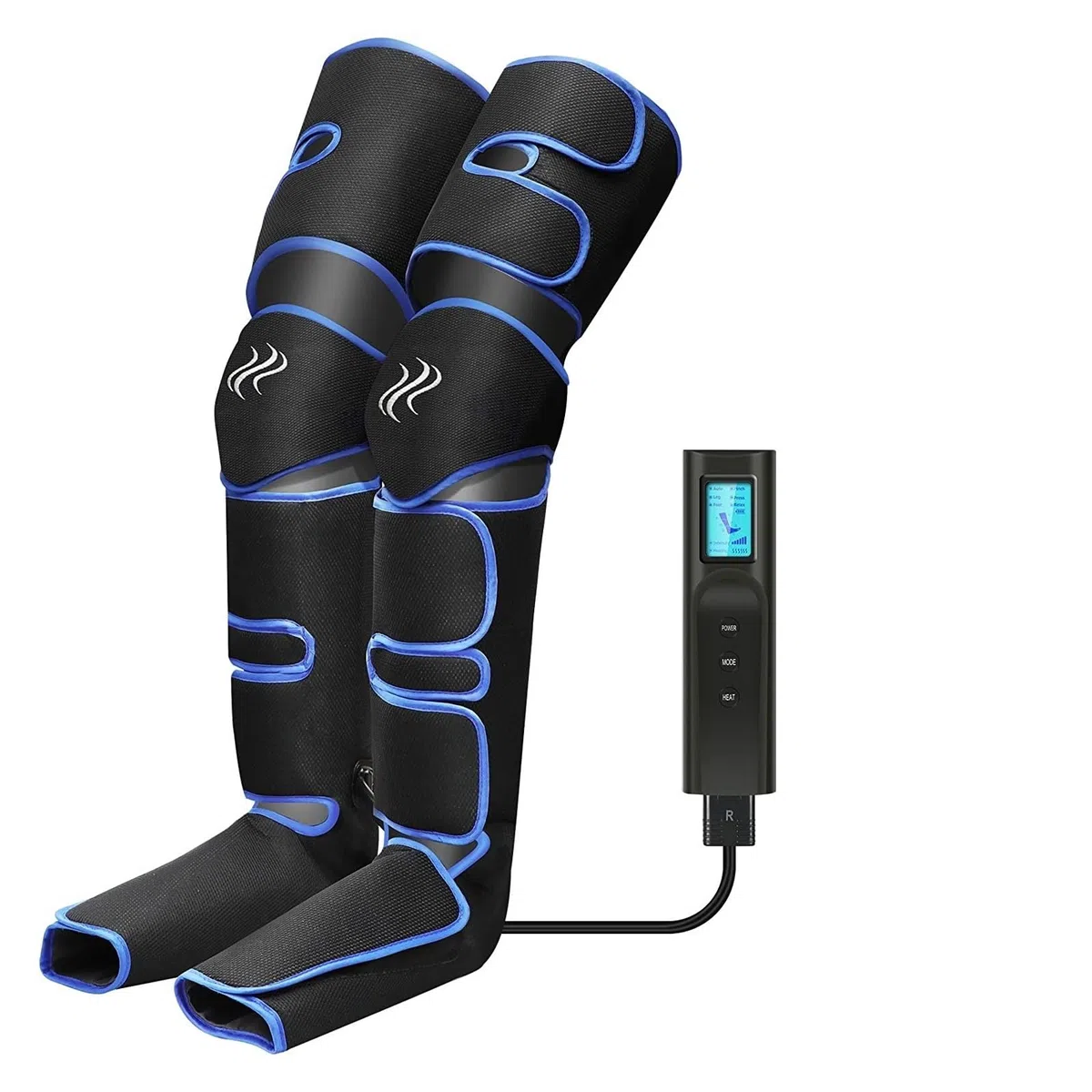 Massaggiatore per gambe con compressione ad aria per piedi, polpaccio, coscia, ginocchio, per sollievo dal dolore, 6 modalità, 3 intensità, crampi, edema