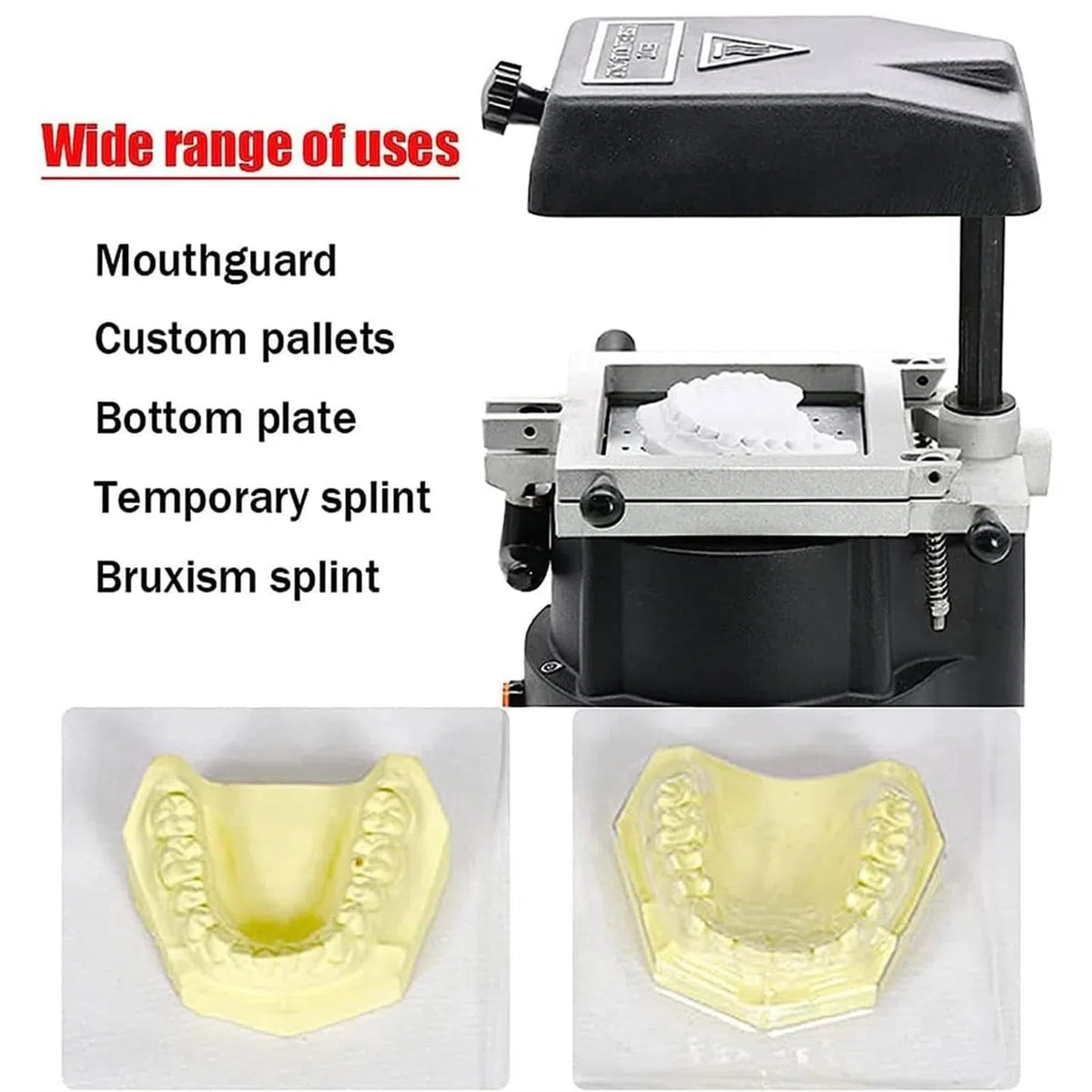 SenhE Macchina per Formatura del Vuoto Dentale, Attrezzature per Termoformi Professionali, Attrezzatura da Laboratorio di Formazione Regolabile con Sistema di Riscaldamento Simmetrico