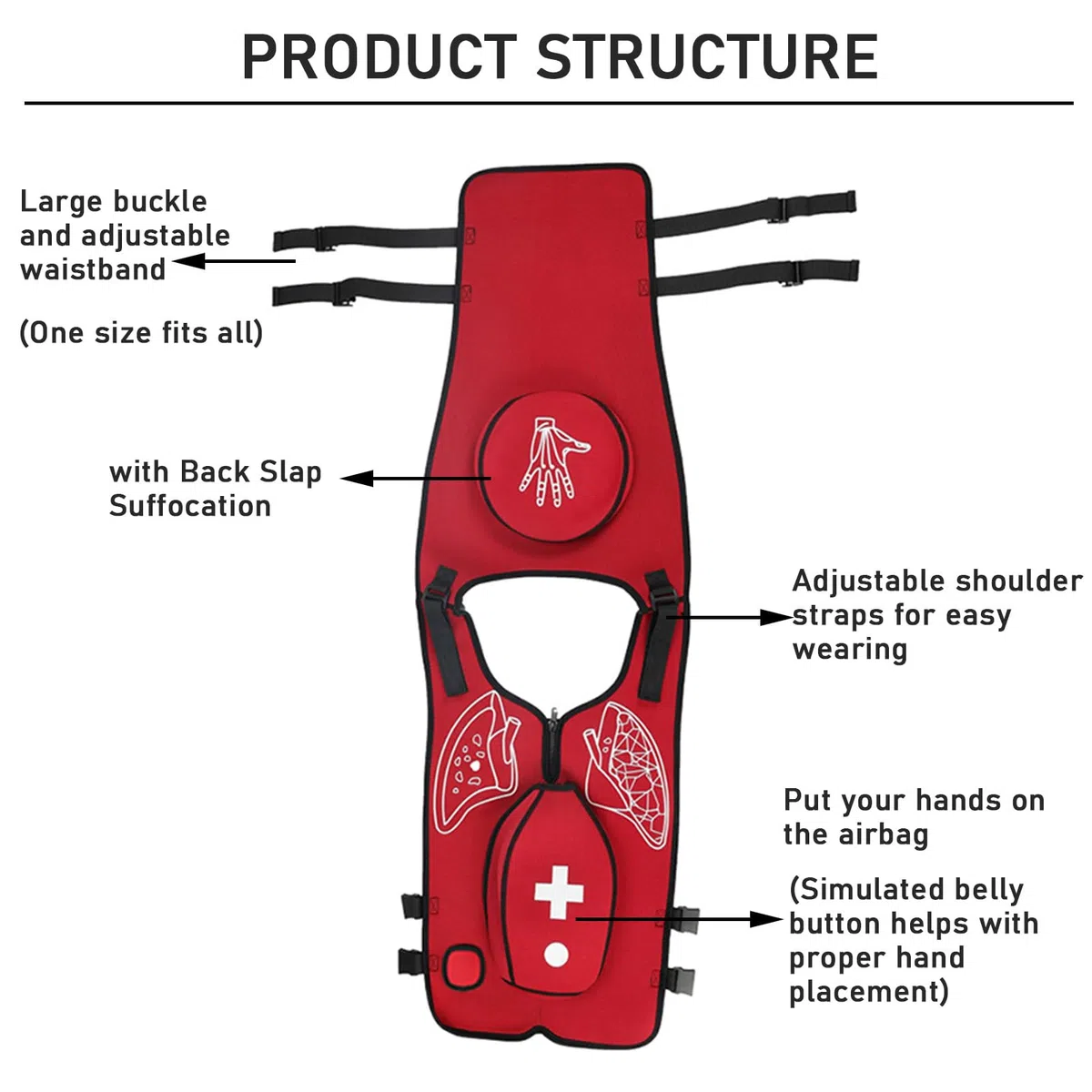 Gilet da Allenamento Anti-Soffocamento, Addestramento di Primo Soccorso Cpr, Istruttore di Soffocamento, per Insegnamento di Primo Soccorso per Infermieri e Studenti Pratica,Adults-C
