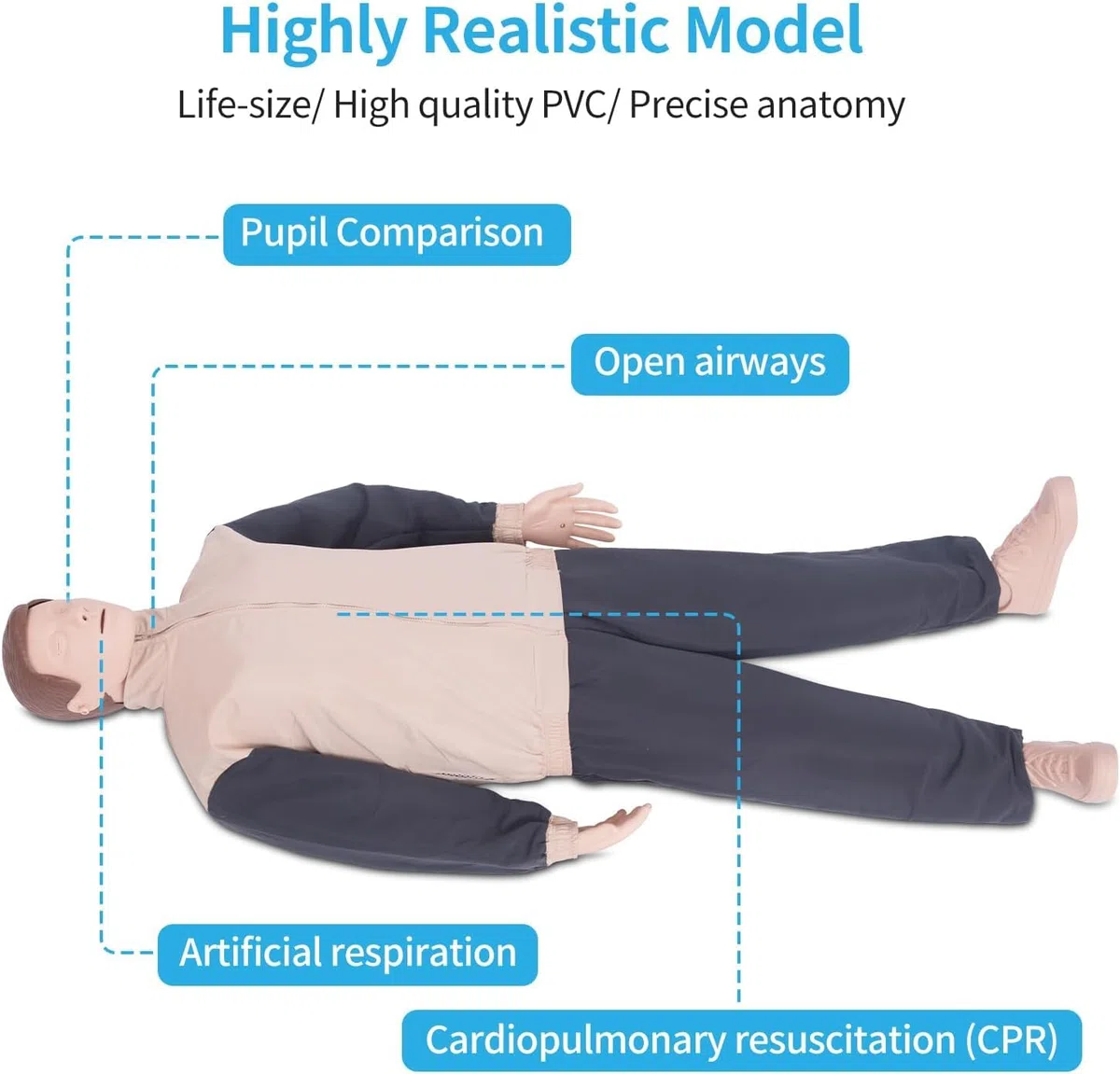 Manichino per addestramento CPR – Manichino completo per adulti CPR per addestramento di primo soccorso e insegnamento medico