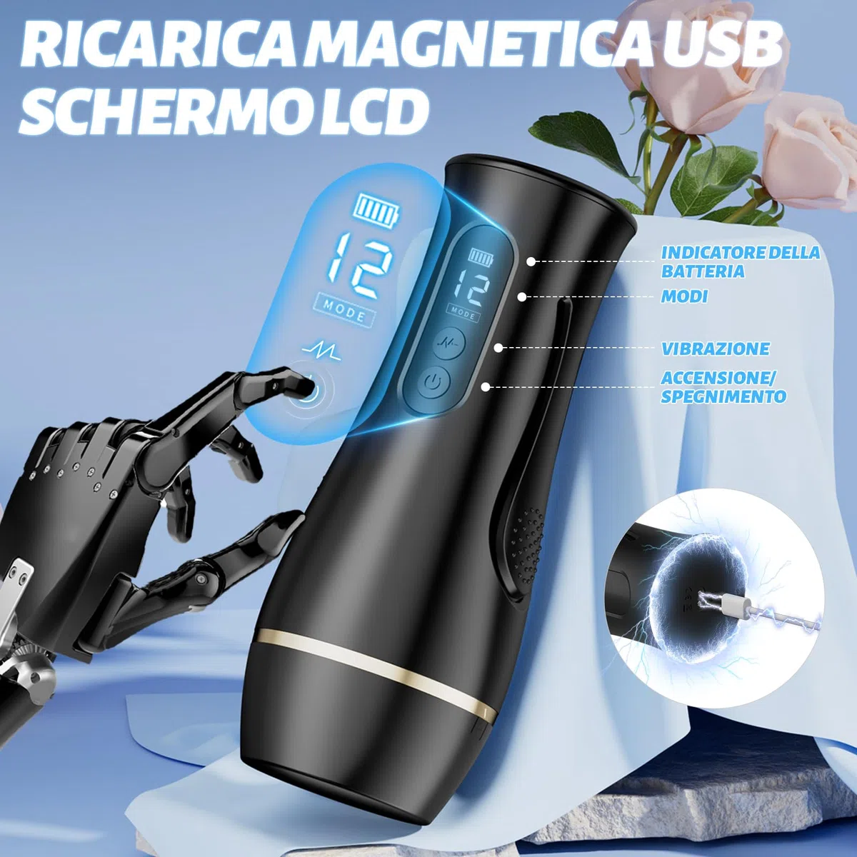 Masturbtore per Uomini Automatico Sex Toys Uomo-7.5' Profondità Inseribile Masturbtore Realistici 3d Con Controllo App, Masturbatore Uomo Con 12 Modalità di Vibrazioni Stimolazione