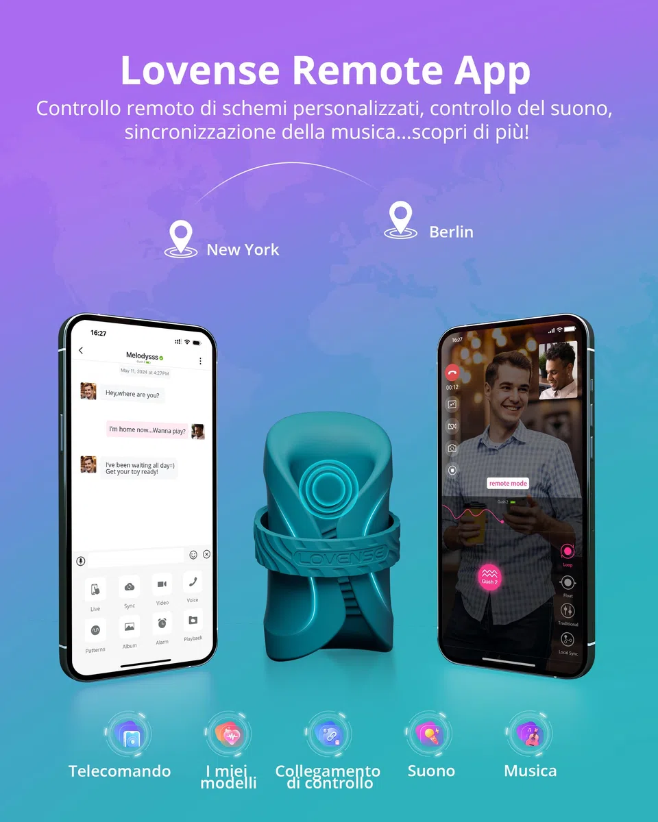 LOVENSE Gush 2 Masturbatore Automatico Maschile, Vibratore Maschile del Pene e Oscillazione, App Giocattoli Sessuali Telecomandati per Uomini, Fibbie Flessibili Regolabili per Uomini