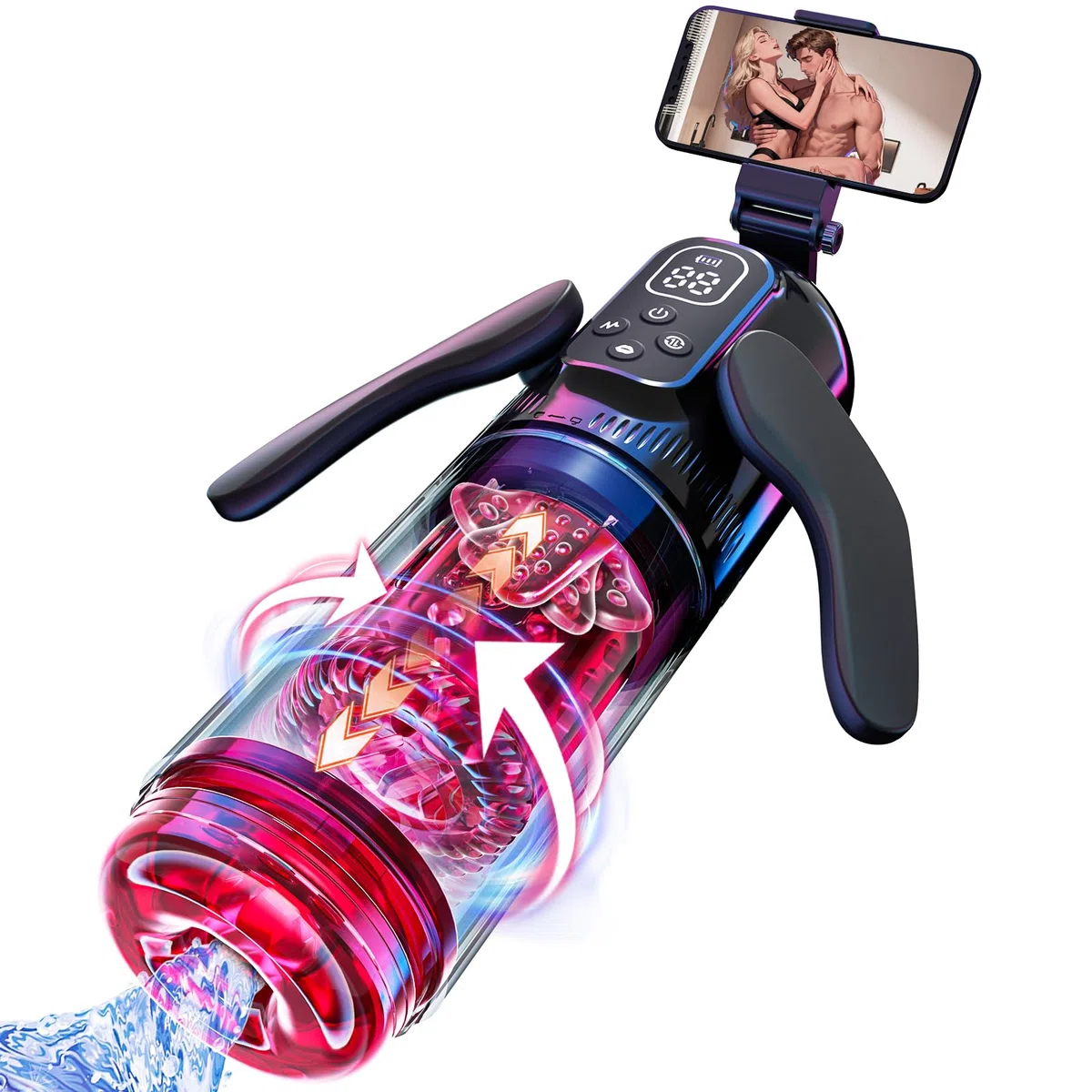 Masturbatore Uomo Automatico Sex Toys - Masturvatore Toy per Uomini Con 7 Modalità Telescopiche, Vibrazione e Aspirazione, Lingua in 3D Vagina Silicone Sexytoys, Pompa Pene Con Supporto per Cellulare