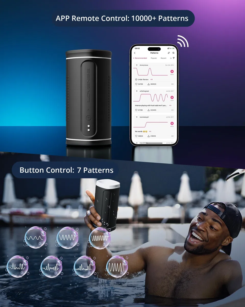 LOVENSE Calor Bluetooth Masturbatore Uomo Automatico Telescopico, Controllo Della Profondita, Riscaldamento a Temperatura Costante, Controllo da Applicazione per Smartphone