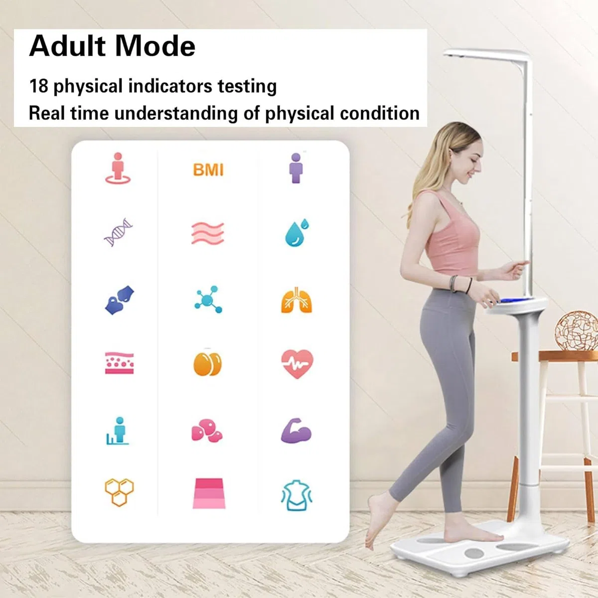 Bilancia Medica Digitale, Analizzatore di Altezza E Grasso Corporeo con Display LCD, Bilancia Medica Multifunzionale Professionale per La Misurazione di Peso/Altezza/Obesità/IMC