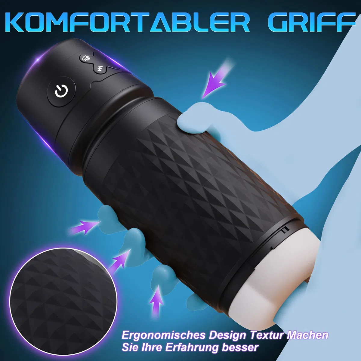 Masturbtore Per Uomini Automatico Vibratore Sex Toys, 3D Realistico Succhia Spinta Vibratoreper Uomo Masturbatore Maschile, Sex Machine Giochi Masturazione Realistico (Nero)