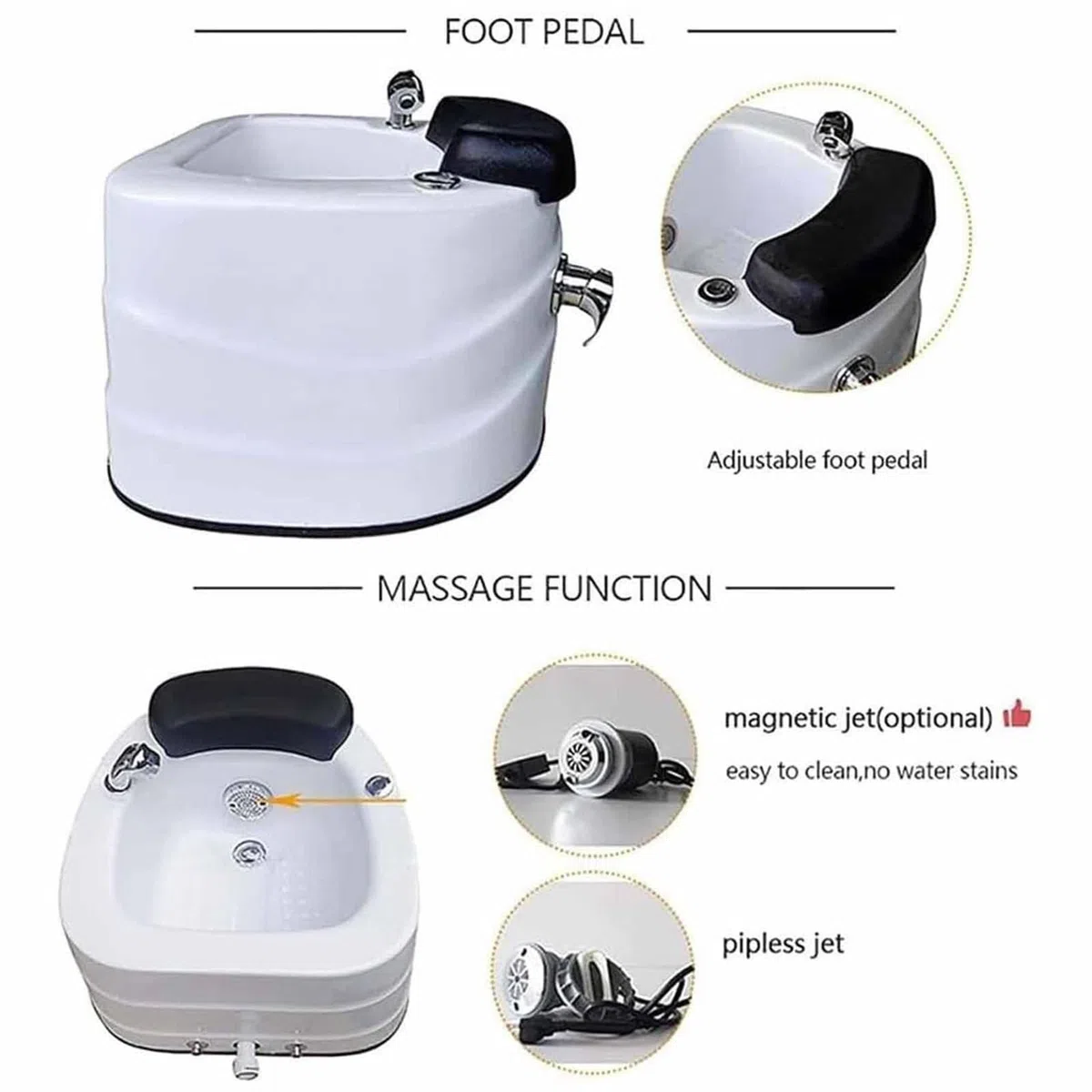 Pedicure in ammollo pedicure, pediluvio spa con calore e massaggio, regolazione calda e fredda, acrilico per affaticamento e piedi stanchi, massaggio acrilico pediluvio