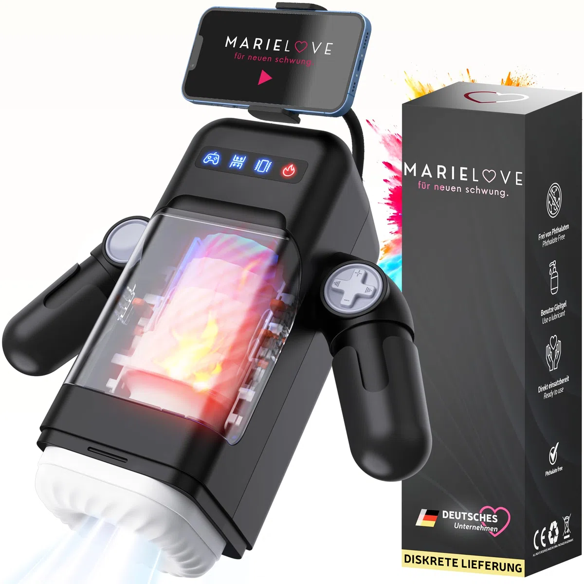 Masturbatore elettrico per uomini con app supporto per cellulare, stroker automatico con 8 modalità di urto, 10 vibrazioni, 2 livelli di calore, ricaricabile, interattivo, dispositivo di rilassamento