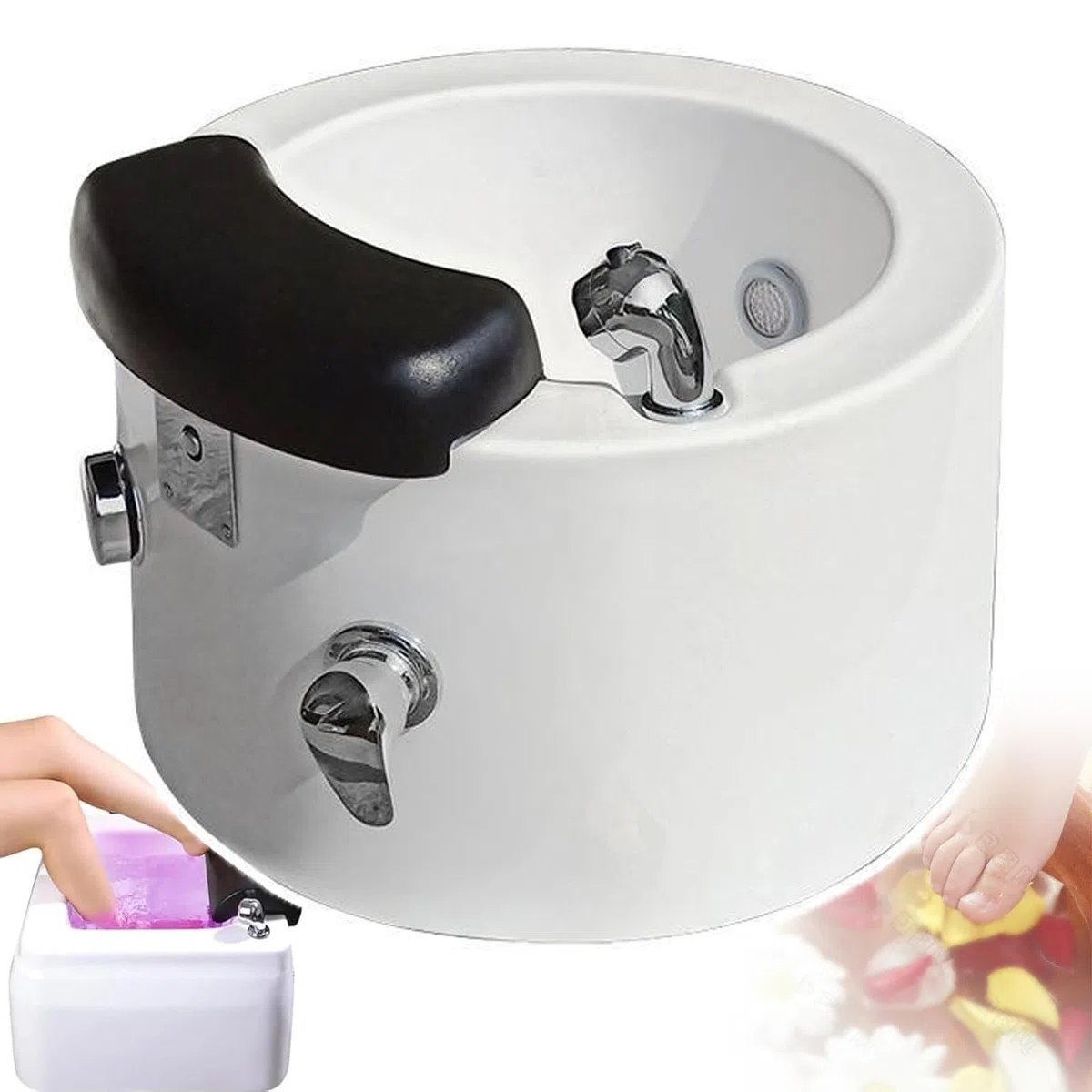 Pediluvio Acrilico con Massaggio, Luci LED e Scarico Automatico per Relax e Cura dei Piedi