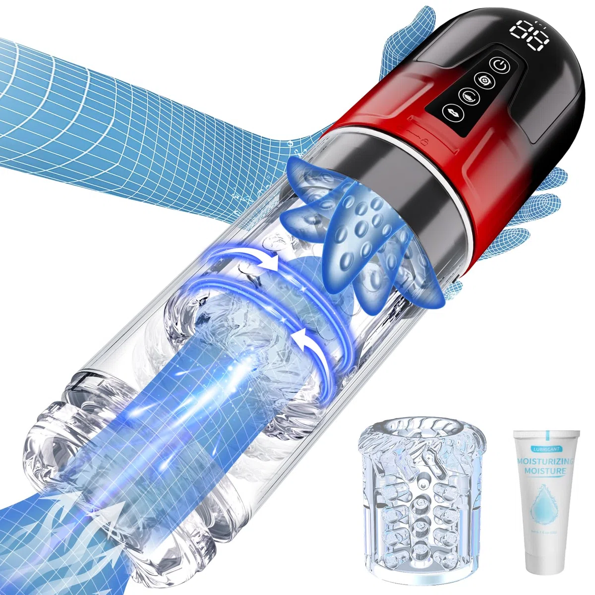 Masturbtore, Sex Toys con Fodera Interna Ricambiabili, Masturvatore per Uomo con 7 Modi di Telescopica & Vibrante & Succhiare, 3D Vagina Toys Masturbtore per Pene