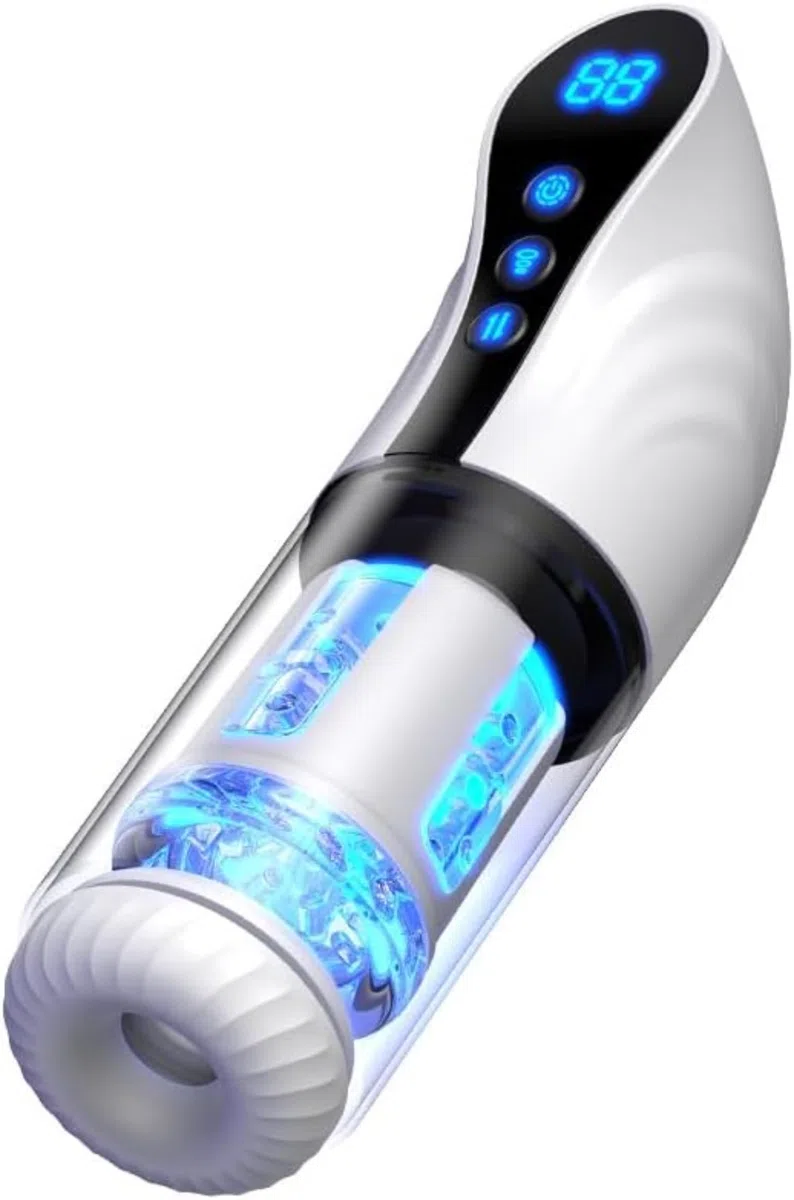 Masturbatore + pompa di estensione — Masturbatore automatico 2 in 1, con 9 modalità di spinta, aspirazione e rotazione, giocattolo elettrico in silicone