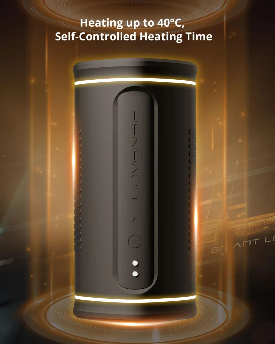 LOVENSE Calor Bluetooth Masturbatore Uomo Automatico Telescopico, Controllo Della Profondita, Riscaldamento a Temperatura Costante, Controllo da Applicazione per Smartphone