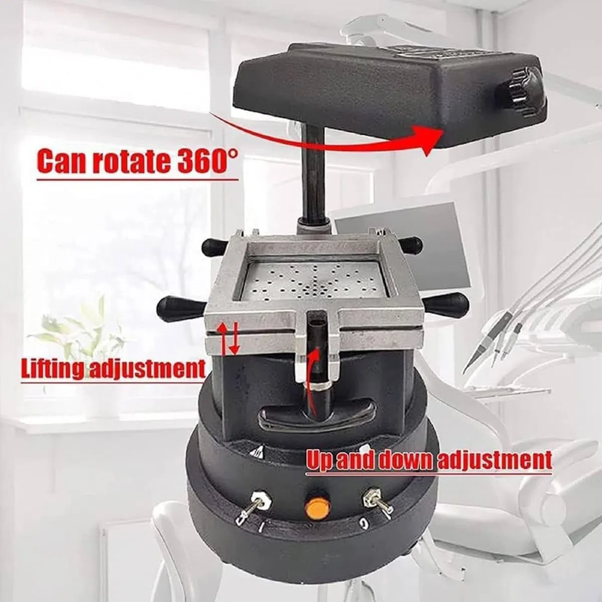 SenhE Macchina per Formatura del Vuoto Dentale, Attrezzature per Termoformi Professionali, Attrezzatura da Laboratorio di Formazione Regolabile con Sistema di Riscaldamento Simmetrico
