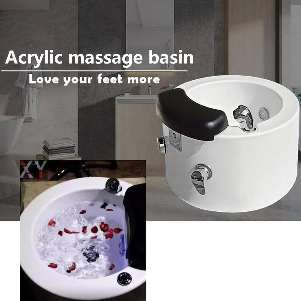 Pediluvio Acrilico con Massaggio, Luci LED e Scarico Automatico per Relax e Cura dei Piedi