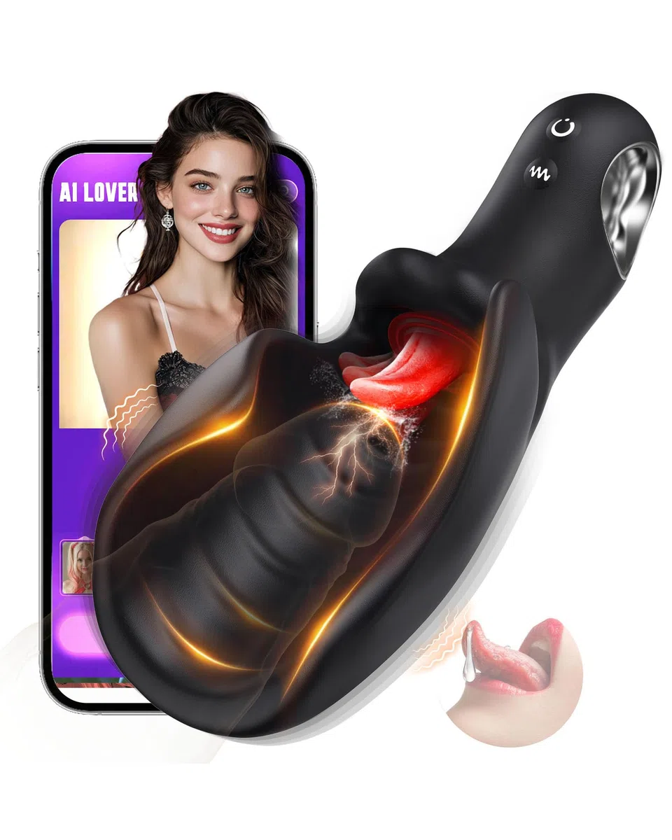 Vibratore per uomo Sex Toys, Design aperto Masturbatore uomo Sextoysys uomo con 10 modalità di leccatura e vibrazione, Masturvatore per uomo Realista Silicone Vagina Sex Toy con Controllo APP