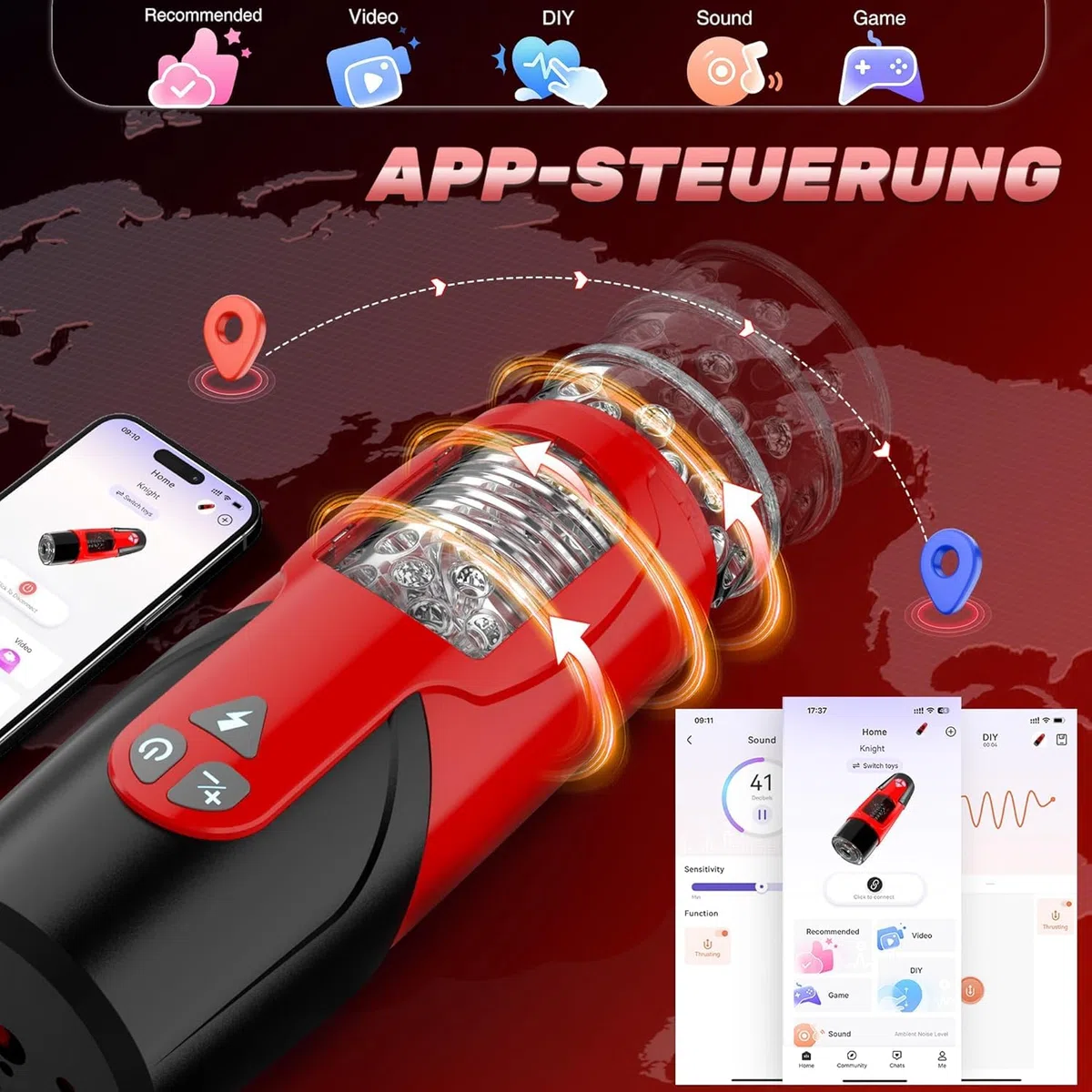 Masturbtore per Uomini Mano Libera Sex Toys, Masturbatore Uomo con 7 Modalità di Funzione Telescopica e Rotante, Sex Toysper Per Uomini
