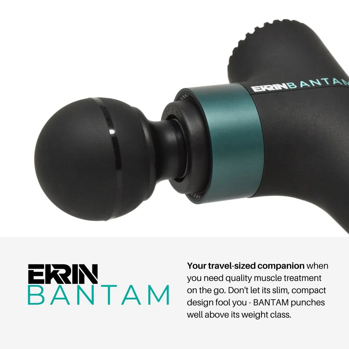 Ekrin Athletics Bantam - Mini pistola massaggiante a percussione, sottile e leggera, per muscoli doloranti e recupero, lunga durata della batteria, 3 velocità e 4 accessori, per muoversi meglio e