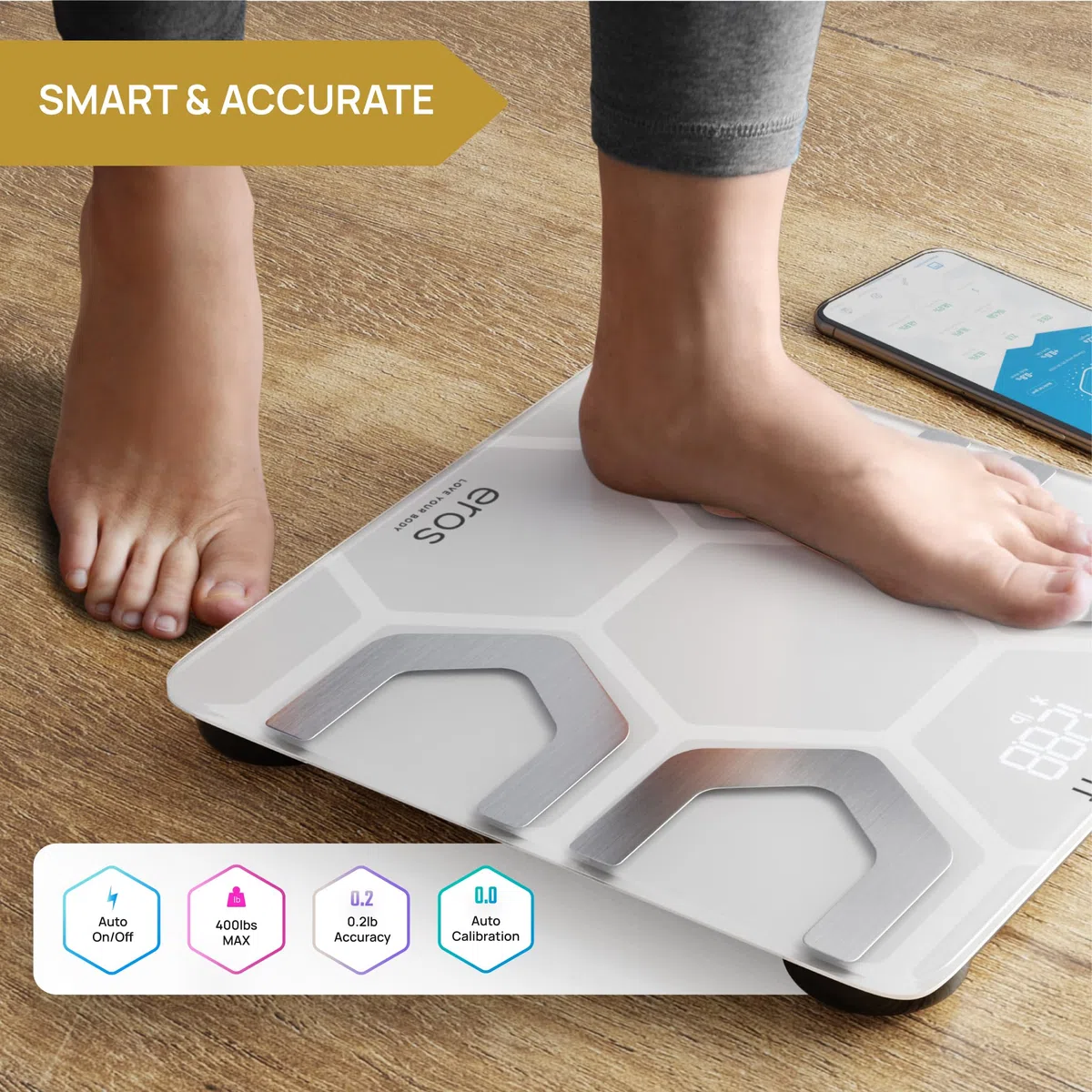 Bilancia pesa-grassi Bluetooth Smart BMI Analizzatore di composizione corporea digitale ad alta precisione per il bagno con APP per smartphone wireless 400 libbre 11,8 x 11,8 pollici (nero) (bianco)