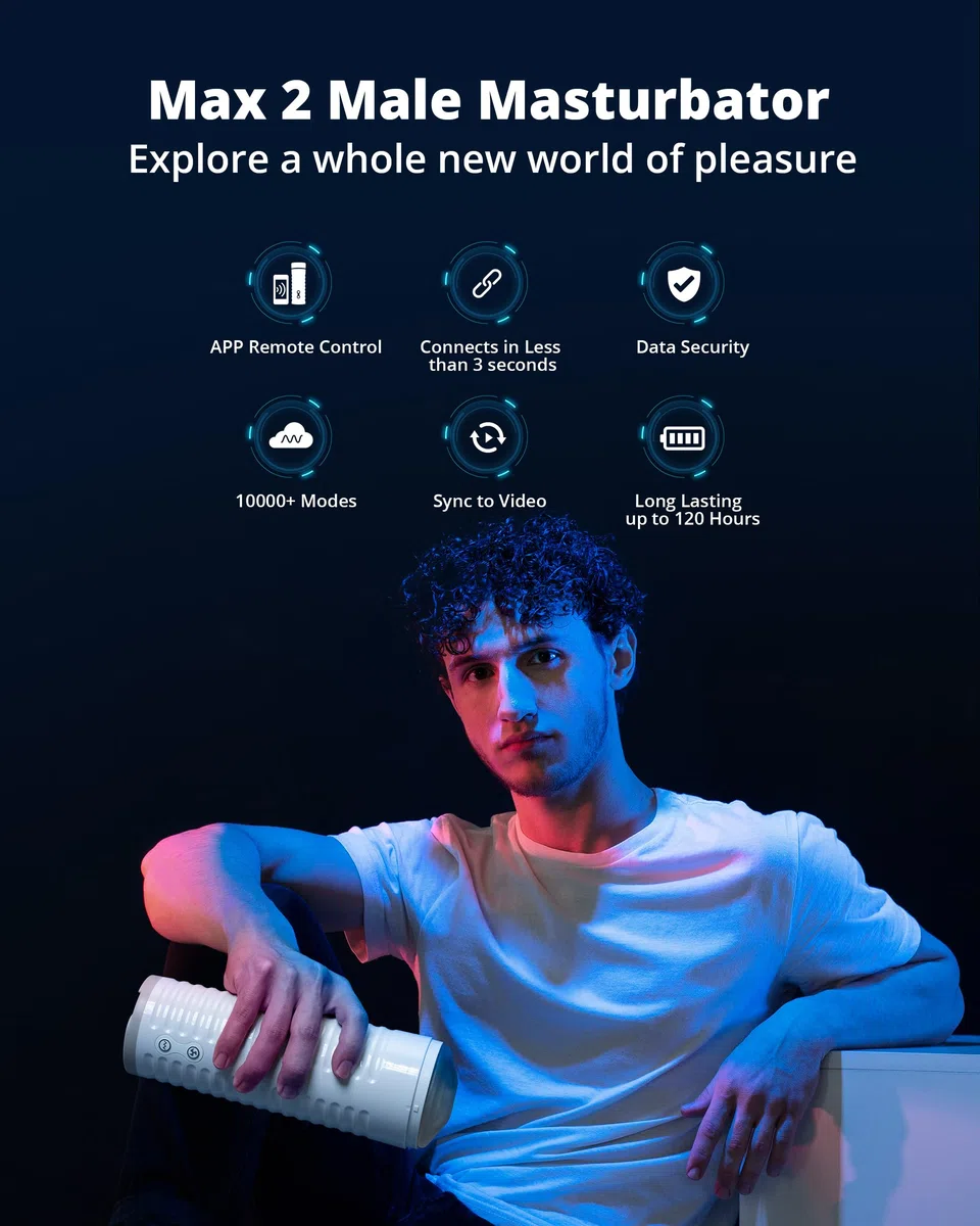 LOVENSE Max 2 Masturbatore Automatico Uomo, Coppa Masturbatore Elettrico Pompino, Bluetooth App Control, Modalità di Vibrazione Personalizzate illimitate