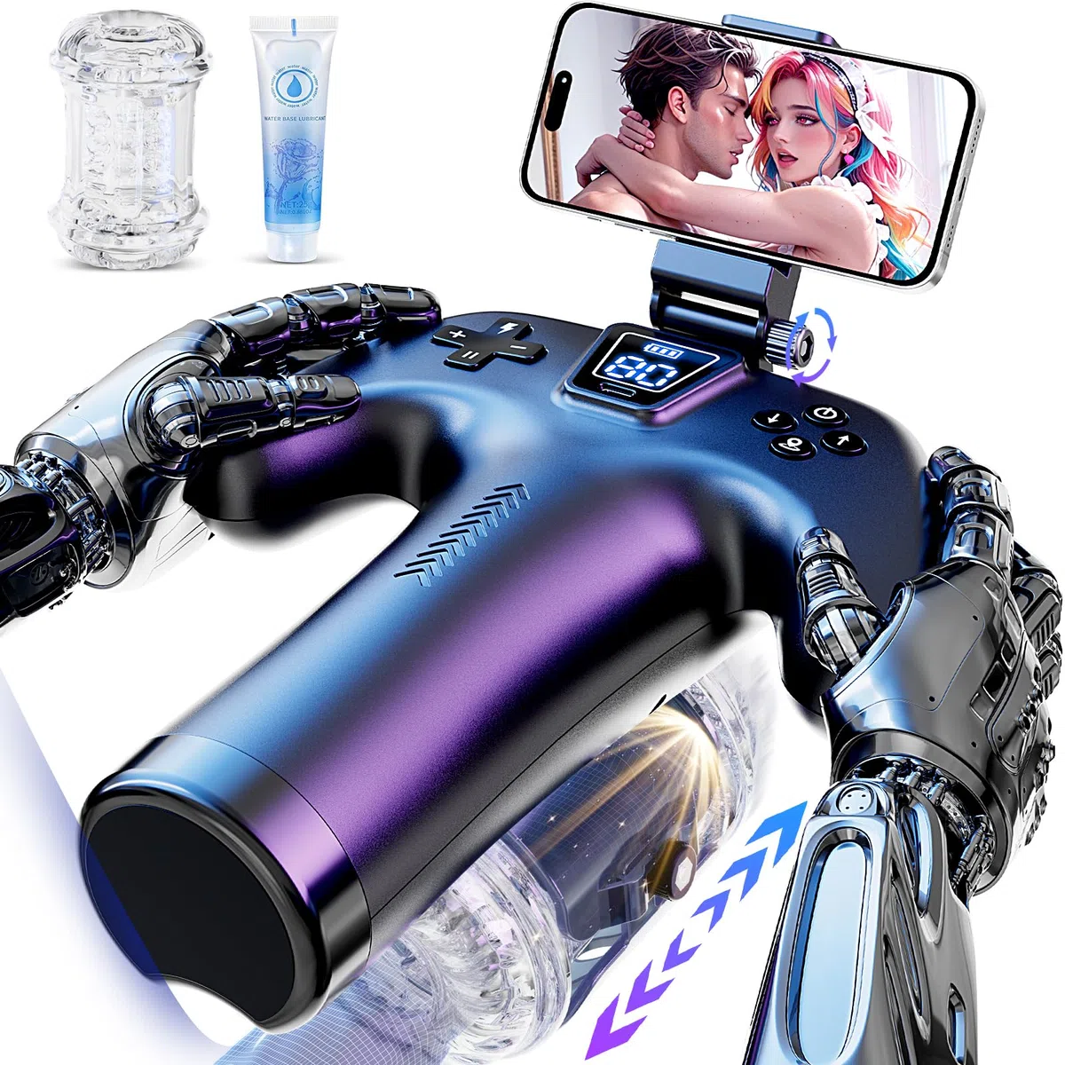 Masturbatore Uomo Masturbatore Maschile Sex Toys - Masturvatore per Uomo con Supporto per Telefono e Pulsanti di Controllo su Entrambi i Lati, 5 Modalità di Spinta & 1-10 cm, Sexytoysys Coppia Sex Toy